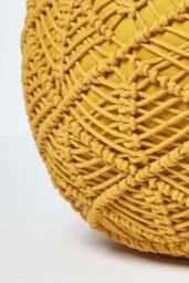 Homescapes Macrame Knitted Pouffe 35 x 40 cm in Mustard - thumbnail 4