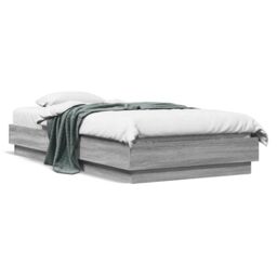 Berkfield Home Bed Frame without Mattress with LED Lights Grey Sonoma 75x190 cm Small Single - thumbnail 1