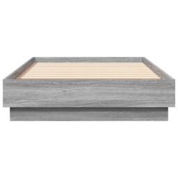 Berkfield Home Bed Frame without Mattress with LED Lights Grey Sonoma 75x190 cm Small Single - thumbnail 6