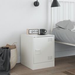 Berkfield Home Bedside Cabinet White 34.5x39x44 cm Steel - thumbnail 3