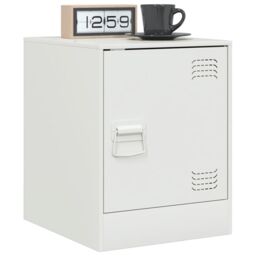 Berkfield Home Bedside Cabinet White 34.5x39x44 cm Steel - thumbnail 4