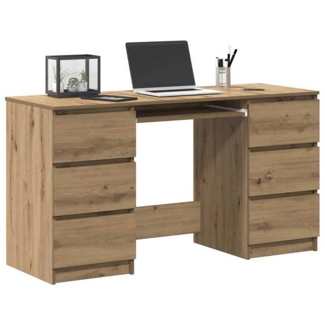 Berkfield Home Decorative Writing Desk Artisan Oak 140x50x77 cm Engineered Wood in Brown - Size: 140 x 50 x 77 cm - image 1