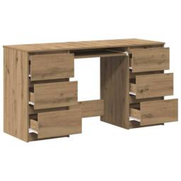 Berkfield Home Decorative Writing Desk Artisan Oak 140x50x77 cm Engineered Wood in Brown - Size: 140 x 50 x 77 cm - thumbnail 4