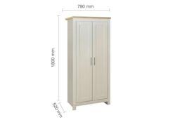 Birlea Highgate 2 Door Wardrobe Navy Blue & Oak in Cream - thumbnail 6