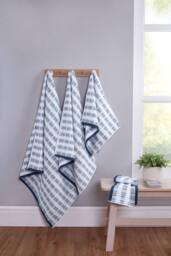 Rapport Home Santa Cruz Pure Cotton Striped Face, Hand, Bath Towel & Bath Sheet Set in Blue - thumbnail 3