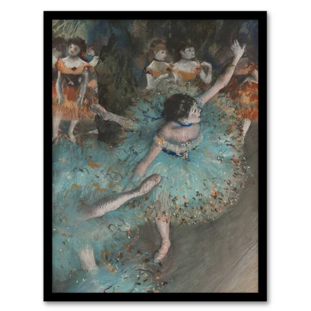 "Artery8 Swaying Ballet Dancer in Green Degas Vintage Framed Wall Art Print - Size: W12"" x H16""" - image 1