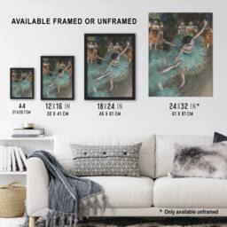 "Artery8 Swaying Ballet Dancer in Green Degas Vintage Framed Wall Art Print - Size: W12"" x H16""" - thumbnail 3