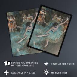 "Artery8 Swaying Ballet Dancer in Green Degas Vintage Framed Wall Art Print - Size: W12"" x H16""" - thumbnail 2