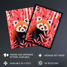 "Artery8 Wall Art Print Red Panda in Pink Bamboo Forest Oil Painting Poster Picture - Size: W18"" x H24""" - thumbnail 2