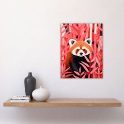 "Artery8 Wall Art Print Red Panda in Pink Bamboo Forest Oil Painting Poster Picture - Size: W18"" x H24""" - thumbnail 4