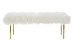 Orsina Clarence Natural Fur Effect Bench in White - thumbnail 6