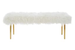 Orsina Clarence Natural Fur Effect Bench in White