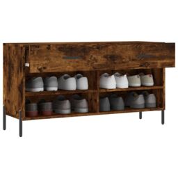 Berkfield Home Shoe Bench Smoked Oak 102x35x55 cm Engineered Wood in Brown - Size: 102 x 35 x 55 cm - thumbnail 4