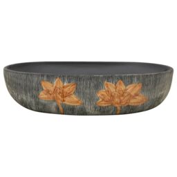 Berkfield Home Countertop Basin Grey & Black Oval 59x40x14 cm Ceramic - Size: 59 x 40 x 14 cm - thumbnail 3