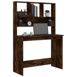 Berkfield Home Decorative Desk with Shelves Smoked Oak 102x45x148 cm Engineered Wood in Brown - Size: 102 x 45 x 148 cm - thumbnail 4