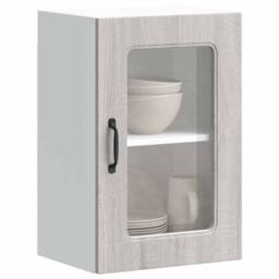 Berkfield Home Kitchen Wall Cabinet with Glass Door Kalmar Concrete Grey Wood - thumbnail 2