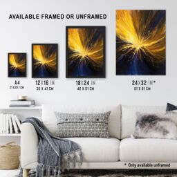 "Artery8 Star Explosion Gold Blue Night Sky Space Firework Wall Art Print in Yellow - Size: W24"" x H32""" - thumbnail 3