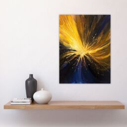 "Artery8 Star Explosion Gold Blue Night Sky Space Firework Wall Art Print in Yellow - Size: W24"" x H32""" - thumbnail 4