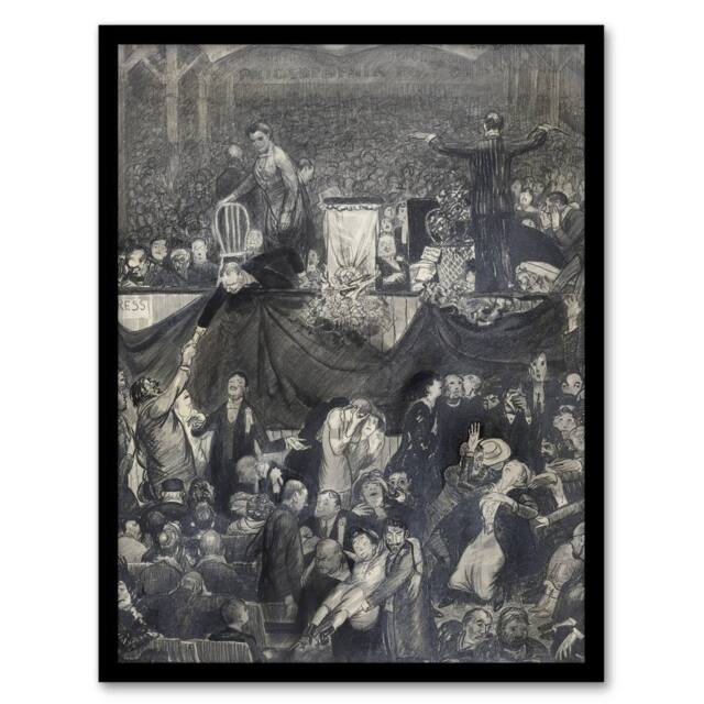 Artery8 George Bellows The Sawdust Trail Pencil Drawing Framed Wall Art Print in Grey - Size: A4 - image 1