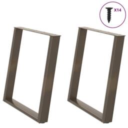 Berkfield Home Modern vidXL Dining Table Legs U-Shaped 2 pcs Natural Steel 50x(7 in Brown - thumbnail 2