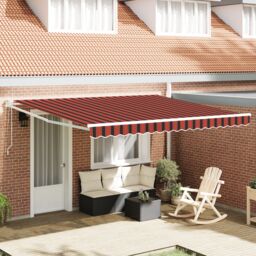 Berkfield Home Manual Retractable Awning with LED Yellow & Orange 400x350 cm - thumbnail 1