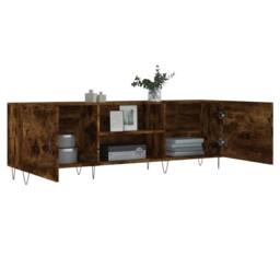 Berkfield Home TV Cabinet Smoked Oak 150x30x50 cm Engineered Wood in Brown - Size: 150 x 30 x 50 cm - thumbnail 4