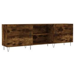 Berkfield Home TV Cabinet Smoked Oak 150x30x50 cm Engineered Wood in Brown - Size: 150 x 30 x 50 cm - thumbnail 3