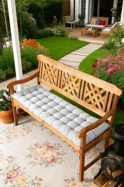 ExtraStar Tufted Sun Lounger Cushion with Ties, High-Resilience EPE Foam in Grey - image 1