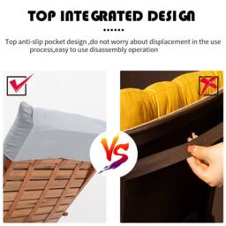 ExtraStar Tufted Sun Lounger Cushion with Ties, High-Resilience EPE Foam in Grey - thumbnail 3