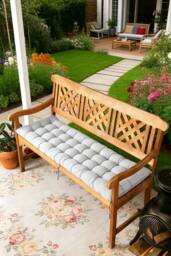 ExtraStar Tufted Sun Lounger Cushion with Ties, High-Resilience EPE Foam in Grey - thumbnail 1