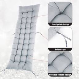ExtraStar Tufted Sun Lounger Cushion with Ties, High-Resilience EPE Foam in Grey - thumbnail 6