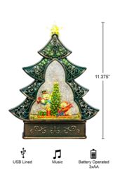 Shatchi Christmas Xmas Scene Globe Lantern with Swirling Water Glittering Music & Lights for Christmas Home Decorations Gifts One Size in Green - thumbnail 1