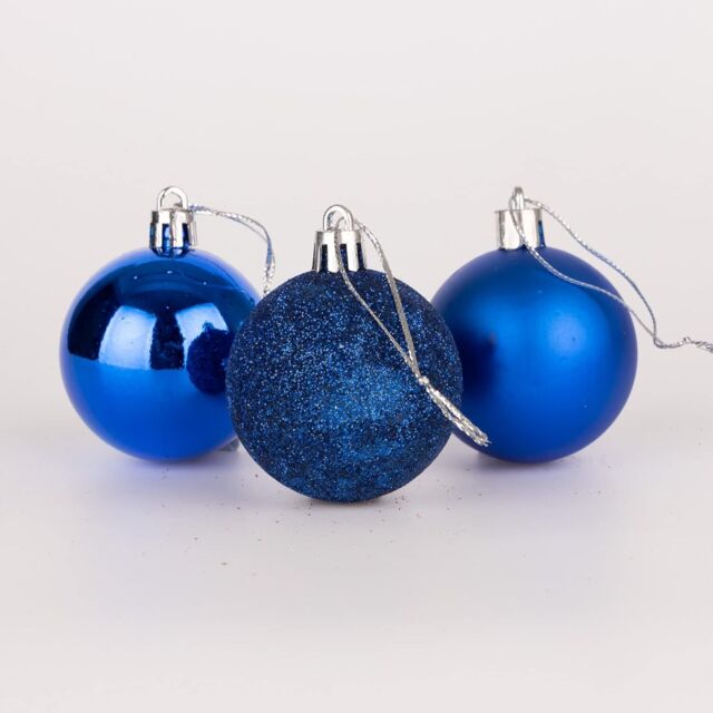 Shatchi 50mm/9Pcs Christmas Baubles Shatterproof Blue, Tree Decorations in Blue - image 1