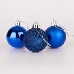 Shatchi 50mm/9Pcs Christmas Baubles Shatterproof Blue, Tree Decorations in Blue - thumbnail 1