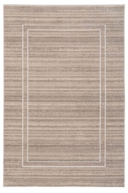 Kukoon Neutral Beige Striped Geo Border Area Rug - Size: 120 cm x 170 cm - image 1