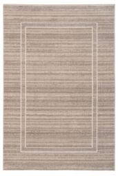 Kukoon Neutral Beige Striped Geo Border Area Rug - Size: 120 cm x 170 cm - thumbnail 1
