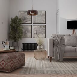 Kukoon Neutral Beige Striped Geo Border Area Rug - Size: 120 cm x 170 cm - thumbnail 2
