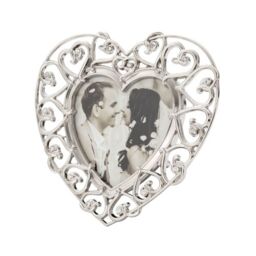 Happy Homewares Heart Themed 4x4 Silver Picture Frame with Small Diamante Crystals - thumbnail 2