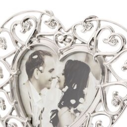 Happy Homewares Heart Themed 4x4 Silver Picture Frame with Small Diamante Crystals - thumbnail 4