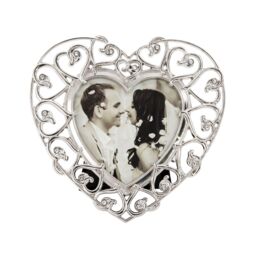 Happy Homewares Heart Themed 4x4 Silver Picture Frame with Small Diamante Crystals - thumbnail 3