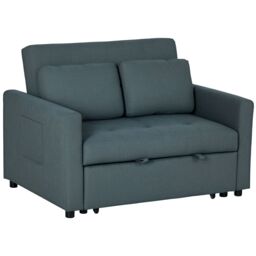 HOMCOM 2 Seater Sofa Bed Convertible Bed Settee with Cushions, Pockets in Grey - thumbnail 2