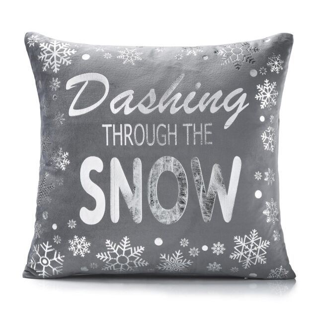 Luxury Living Christmas Dashing Decorative Cushion With Pad 45cm x 45cm in Mid Grey - Size: 45 cm x 45 cm - image 1
