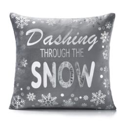 Luxury Living Christmas Dashing Decorative Cushion With Pad 45cm x 45cm in Mid Grey - Size: 45 cm x 45 cm