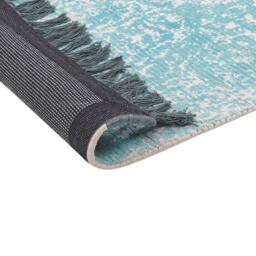 Wyld and Coco Heritage Area Rug Blue Beige Viscose with Cotton Backing 80 x 150 cm - Size: 80 cm x 150 cm - thumbnail 5