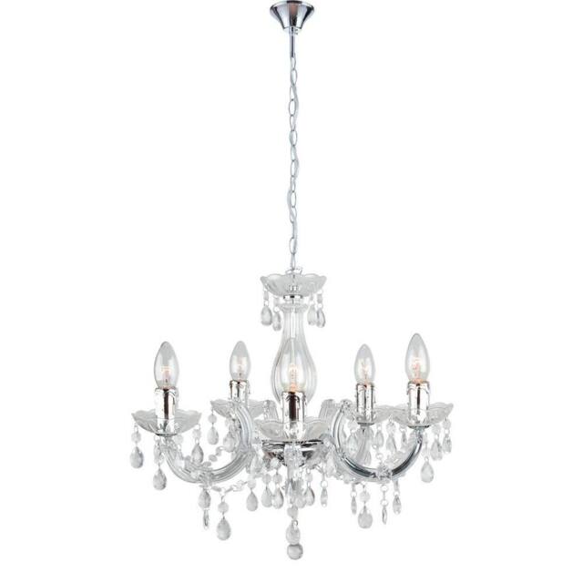 Netlighting HOUSTON 5 Light Chandeliers Transparent 44x42cm in Clear - Size: 44x42 cm