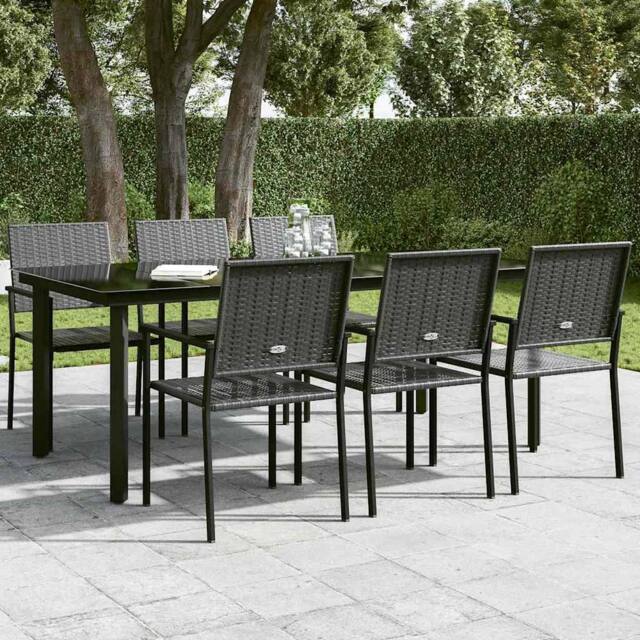 Berkfield Home Classic Garden Dining Table Black 200x100x74 cm Steel & Glass - Size: 200 x 100 x 74 cm - image 1
