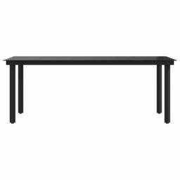 Berkfield Home Classic Garden Dining Table Black 200x100x74 cm Steel & Glass - Size: 200 x 100 x 74 cm - thumbnail 5