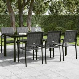 Berkfield Home Classic Garden Dining Table Black 200x100x74 cm Steel & Glass - Size: 200 x 100 x 74 cm - thumbnail 1