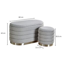 Home Source Set 2 Storage Ottoman Boucle Teddy Fur Footstool Bedroom Bench Storage in Grey - Size: 2 Pack - thumbnail 9