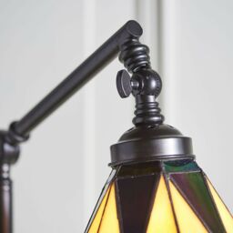 Loops Tiffany Adjustable Swing Arm Floor Lamp Dark Bronze & Stained Glass Shade i00011 in Clear - thumbnail 4